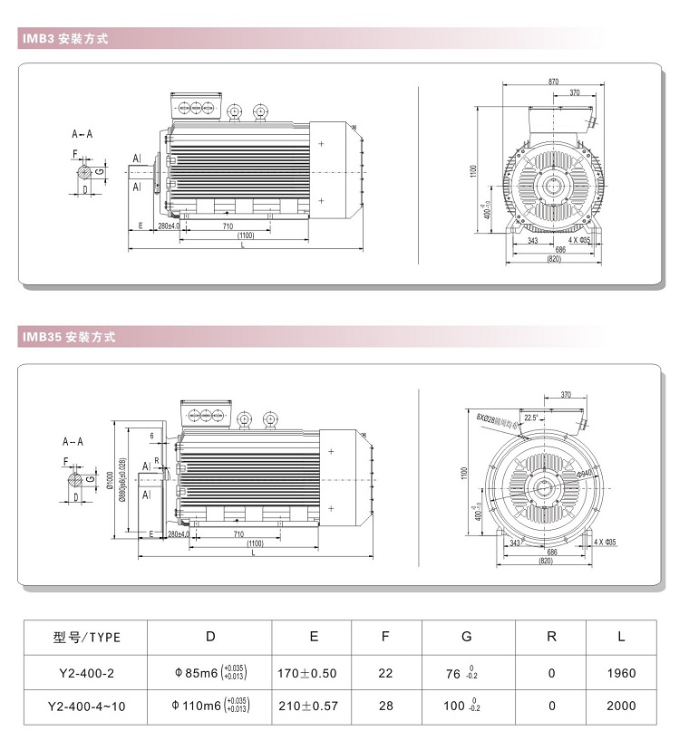 Y2VF400低壓變頻調(diào)速電機(jī)安裝結(jié)構(gòu)形式